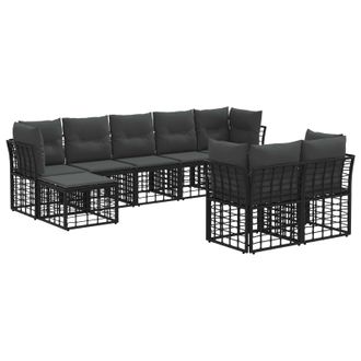 vidaXL Conjunto De Sof&aacute;s De Exterior Negro Y Gris Oscuro Poli&eacute;ster Vidaxl