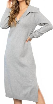 THML Clothing Collared Sweater Dress In Gray
