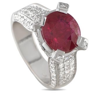 Luxury Bazaar 18K White Gold Diamond and Ruby Ring MF32-051526