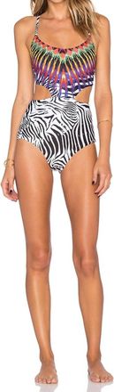 PilyQ Embroidered Phoenix One Piece Swimsuit In African Rays