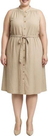 Standards & Practices Belted Sleeveless Cotton Shirtdress in Beige at Nordstrom, Size 1 X