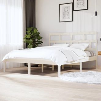 Berkfield Home Bed Frame White Solid Wood Pine 160x200 cm