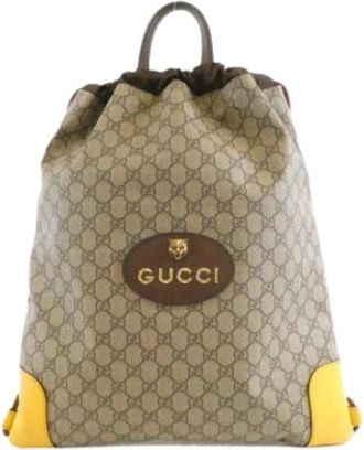 Gucci Pre-owned Backpacks, male, Beige, Size: ONE SIZE Pre-owned GG Supreme Backpack