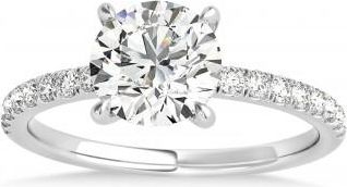 Allurez Diamond Single Row Hidden Halo Engagement Ring 14k White Gold (0.25ct)