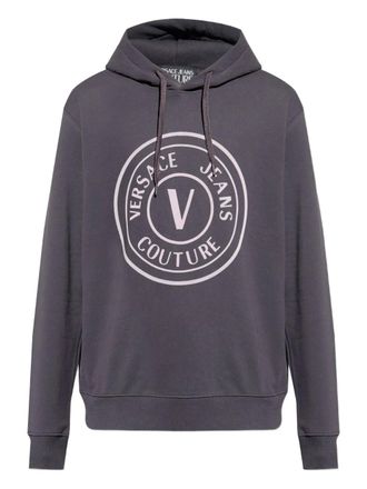 Versace Jeans Couture logo-embellished hoodie - men - Cotton - 2XL - Grey
