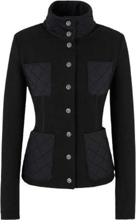 Giorgio Armani Single-Breasted Viscose Jersey Jacket - Dames - Zomerjassen - Zwart - L - Jassen