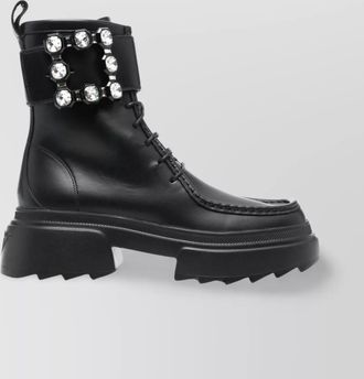 Roger Vivier crystal buckle ankle boots with rubber sole