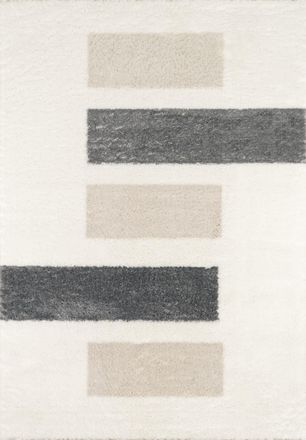 Nazar Rugs Alfombra de rayas beige, gris y marfil - 120x160 cm