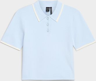 Icone Womens Thick-knit cropped Polo Shirt sweater