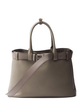 ハンドバッグ Prada Light Grey Leather Handbag Prada Logo Saffiano Leather Top Handle Bag Grey