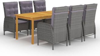 vidaXL Juego De Comedor De Jard&iacute;n De 7 Piezas Gris Vidaxl