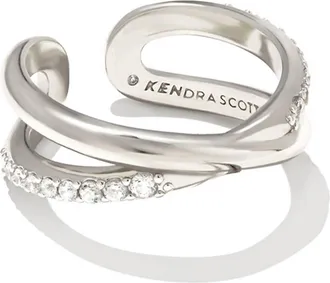 Kendra Scott Womens Annie Infinity Ring In Silver Clear Crystal