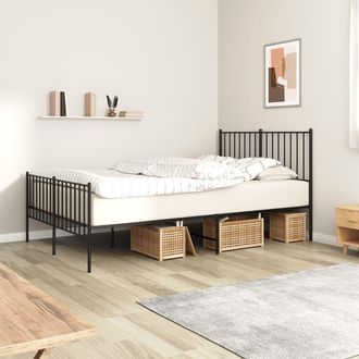 vidaXL Estructura Cama Sin Colch&oacute;n Con Estribo Metal Negro 120x190 Cm Vidaxl