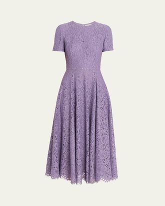 Michael Kors Floral Lace A-Line Midi Dress