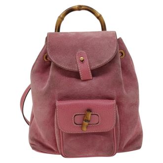 Gucci Gucci Bamboo Backpack Daim Pink Suede Backpack Bag (Pre-Owned)