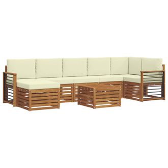 vidaXL Conjunto De Sof&aacute;s De Exterior Con Coj&iacute;n 8 Pcs Natural Y Crema Vidaxl