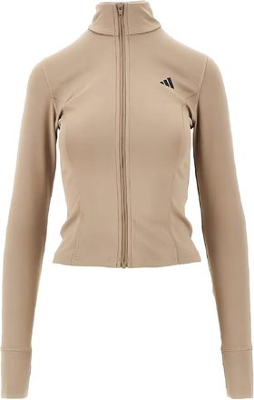adidas logo-detail jacket - women - Recycled Polyester/Lycra - M - Neutrals