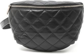 Chanel Matelasse Black Leather Fanny Pack (Pre-Owned)