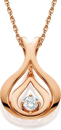 Pompeii3 Diamond Solitaire Pendant & Chain 14k Rose Gold 5/8 Tall