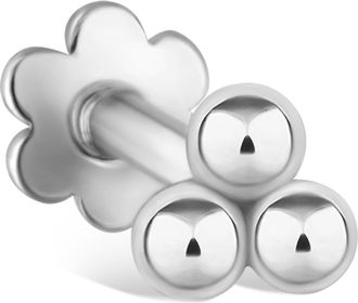 Maria Tash Ball Trinity Single Threader Stud Earring in White Gold at Nordstrom, Size 3.5 Mm