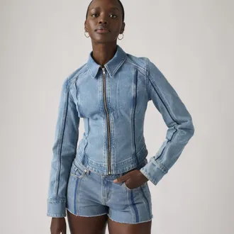 Levi's Shadow Seamed Trucker Jacket - Womens - XS - Blue