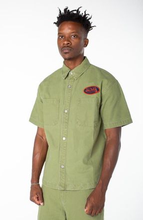 Von Dutch Short Sleeve Snap Front Hell Shirt in Sphagnum at Nordstrom, Size X-Large