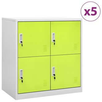 vidaXL Vidaxl - Armarios Taquilla 5 Uds De Acero Gris Y Verde 90x45x92,5 Cm