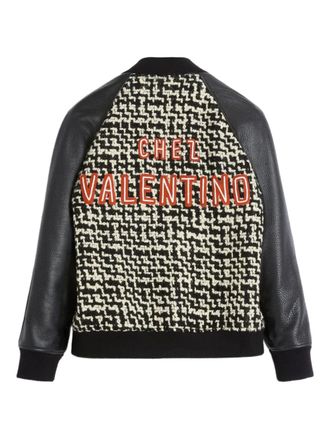 Valentino Garavani Bomber in tweed con applicazione Chez - Nero