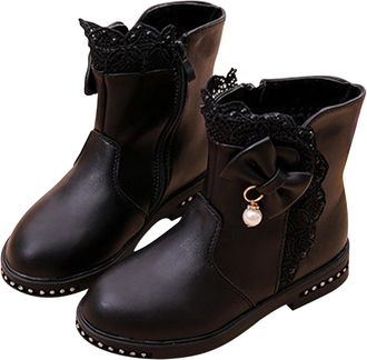 Generic Girls Chelsea Boots Faux Leather Ankle Boots, Kids Comfort Walking Booties Side Zipper Anti-Slip School Shoes Holiday Party Dress Boot Outdoor Footwea