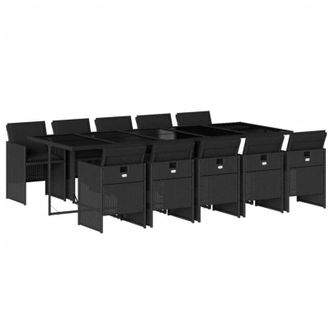 vidaXL Vidaxl - Set da Pranzo da Giardino 11 pz con Cuscini in Polyrattan Nero