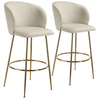 TecTake Bar Stool Luana Cream/Gold Set Of 2