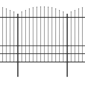 Berkfield Home Garden Fence with Spear Top Steel (1.75-2)x11.9 m Black