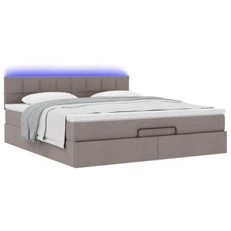 vidaXL Cama Otomana Con Colch&oacute;n Y Luces Led Tela Gris Taupe 180x200cm Vidaxl