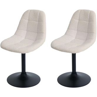 Hhg Nunca Usado] Lote De 2 Sillas De Comedor Hhg 842, Silla De Cocina Silla Giratoria, Acero Mvg Tela/textil Boucl&eacute; (450g/m&sup2;), Beige