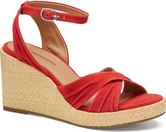 Johnston & Murphy Marcia Platform Wedge Sandal (Women) in Red Kid Suede at Nordstrom Rack, Size 7.5