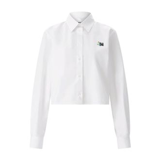 Msgm Shirts, female, White, Size: 3XS Cotton Blouse