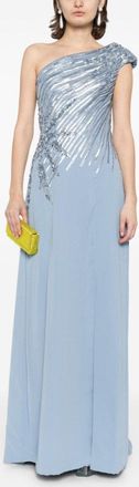 Saiid Kobeisy One Shoulder Sequin Long Dress