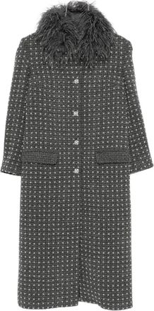 Nissa Cappotto con bordo di piume - Grigio