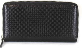 Gucci Diamante Black Leather Long Wallet (Bi-Fold) (Pre-Owned)