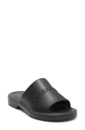Ferragamo Giuneva Logo Embossed Slide Sandal in Black at Nordstrom Rack, Size 5