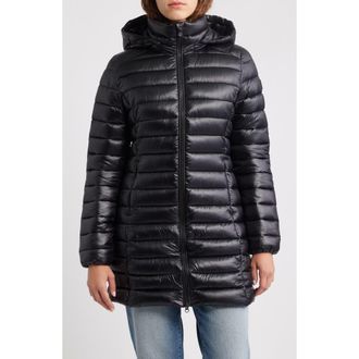 Save The Duck Miri Water Repellent Quilted Puffer Jacket with Removable Hood in Black at Nordstrom Rack, Size 00(Xxs)