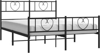 vidaXL Estructura cama sin colchón con estribo metal negro 140x190 cm Vidaxl