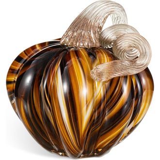 Glitzhome Fall Multi Striped Glass Short Pumpkins in Brown at Nordstrom, Size Medium