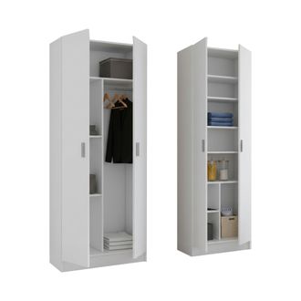 Dmora Armario Multiuso Grande Dairago, Modular, 9 Estantes, 4 Puertas, 132x180h Cm Blanco