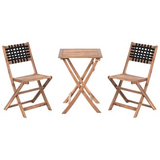 Beliani Beliani - Conjunto De Balc&oacute;n De Madera De Acacia Mobiliario De Jard&iacute;n Plegable Marr&oacute;n Y Negro Coniolo