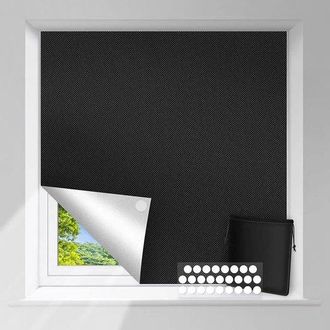 No Brand Cortina Opaca Sin Taladro - 150x240 Cm - Tejido Opaco Port&aacute;til - Resistente Al Calor Y Opaco - Incluye 20 Tiras De Velcro - Se Puede Cortar A Medida