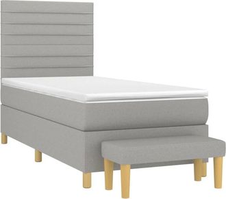 vidaXL Cama Box Spring Con Colch&oacute;n Tela Gris Claro 80x200 Cm Vidaxl