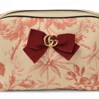 Gucci Pink White Canvas Pouch (Pre-Owned)