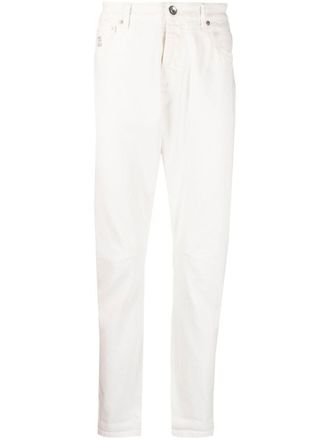 Brunello Cucinelli Jeans dritti con logo - Bianco