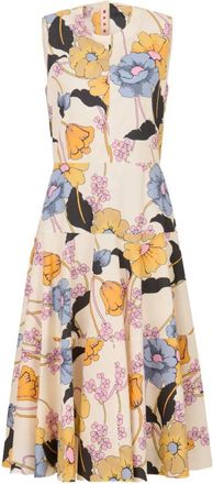 Marni Poplin Midi Dress With Melody Print